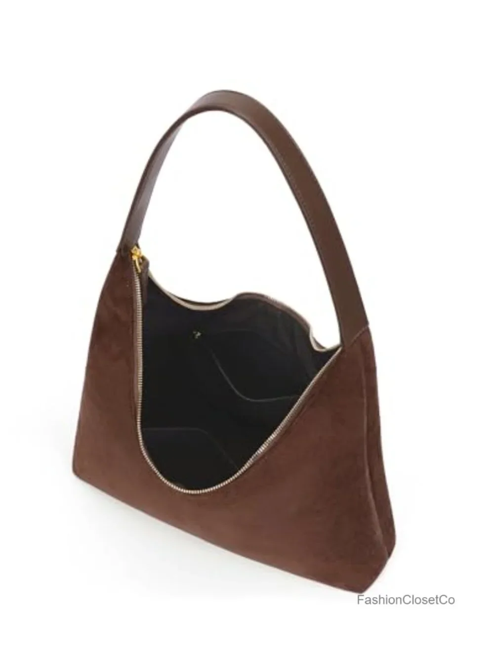 Faux Suede Hobo Tote Bag with Magnetic Flap Shoulder Strap